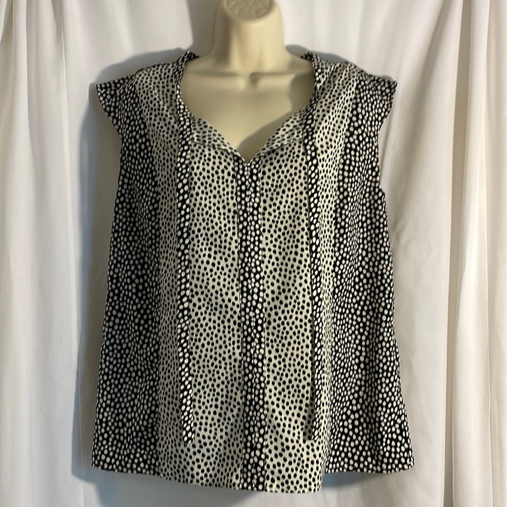 Black + White Polka Dot Blouse, Size Medium from Talbots